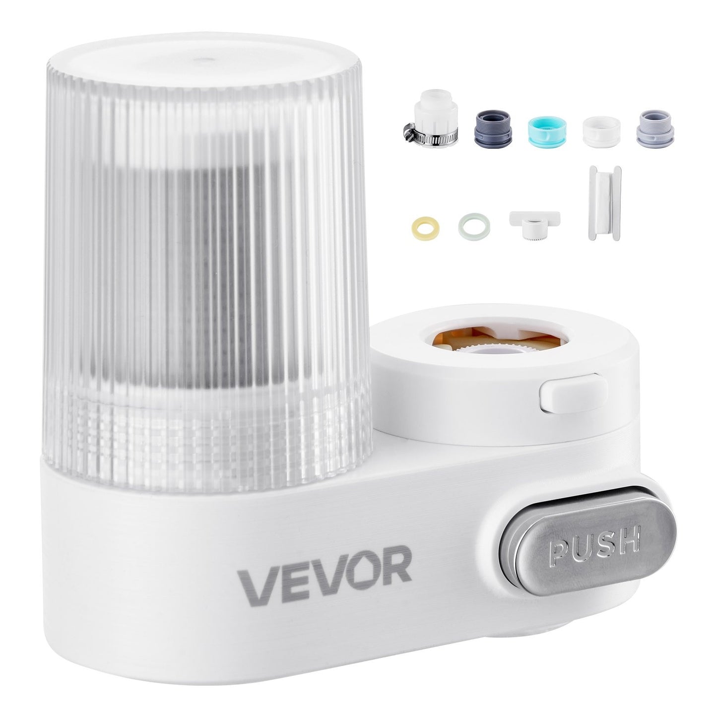 Faucet Mount Water Filter Vertical White