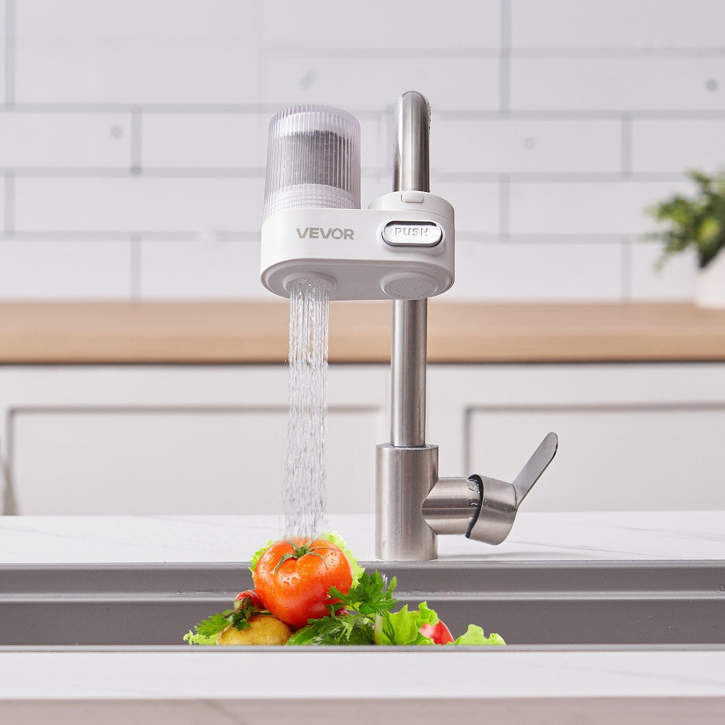 Faucet Mount Water Filter Vertical White